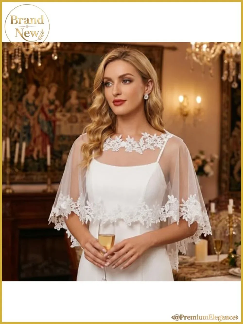 Lace Shawl Wrap Women Evening Dress Wedding Bridal Cape Sheer Tulle